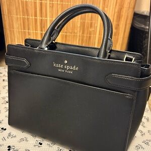 kate spade New York Black Saffiano Leather Top-Handle Tote